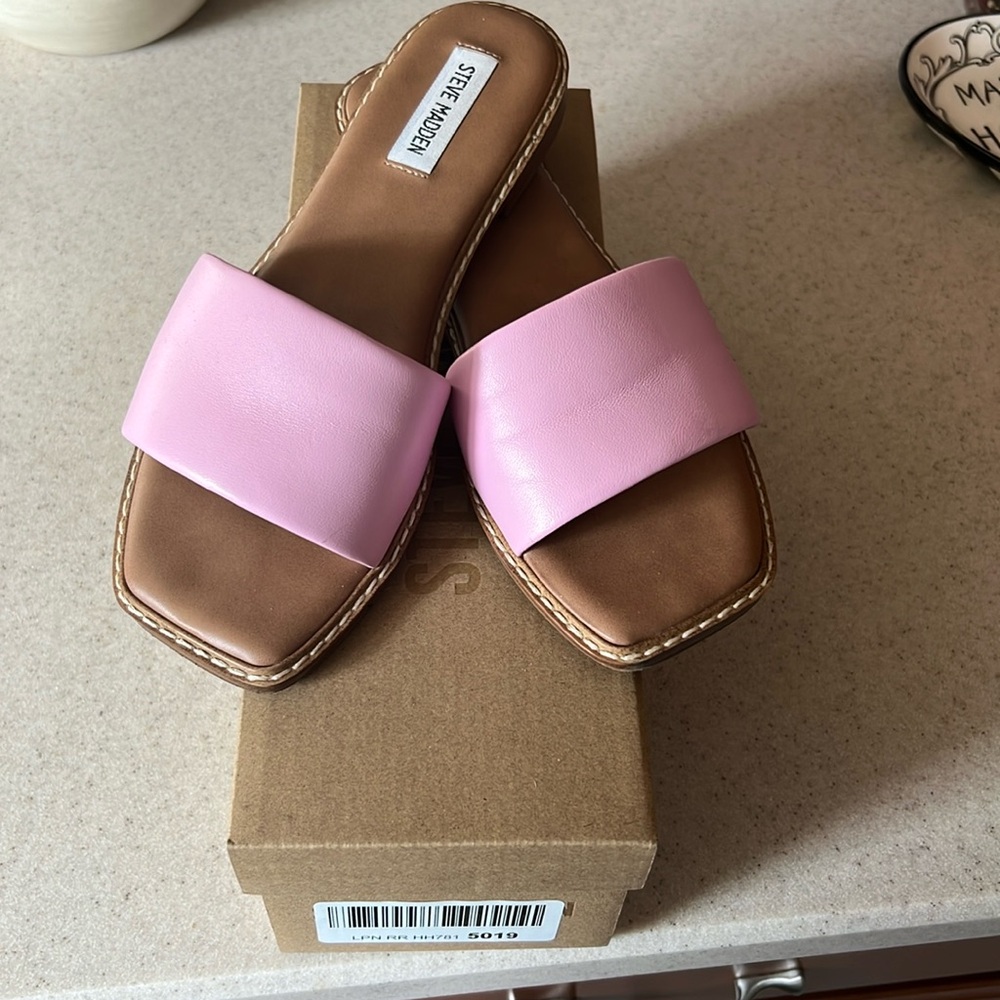 Steve Madden Womens Sandra Woven Slip On Slide Sandals